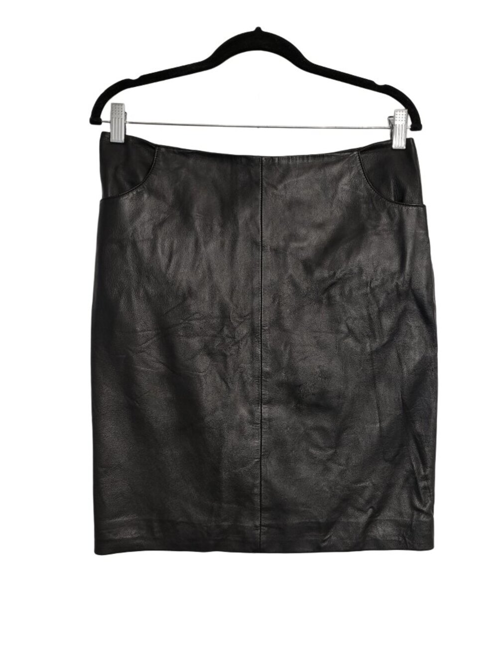 Armani Collezioni Genuine Leather Pencil Skirt